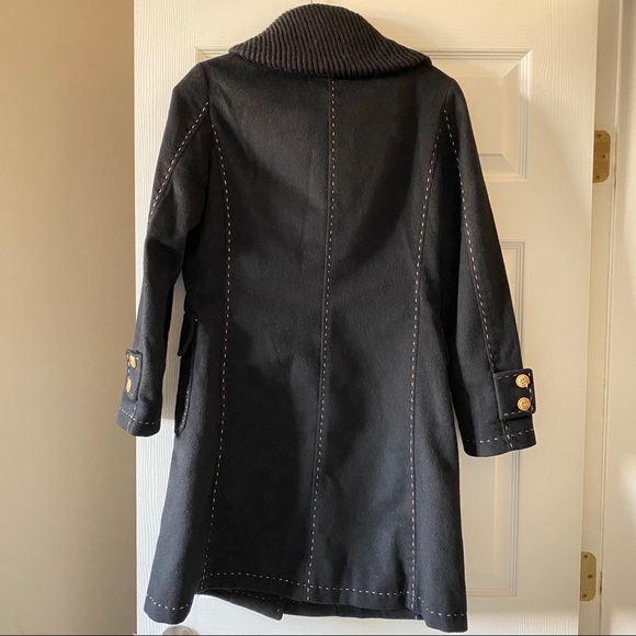 Black Wool Cashmere Blend Long Coat - Picture 2 of 2